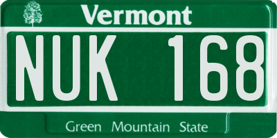 VT license plate NUK168