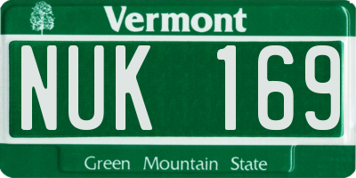 VT license plate NUK169