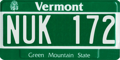VT license plate NUK172