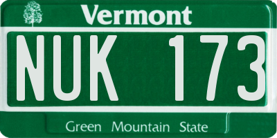 VT license plate NUK173