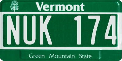 VT license plate NUK174