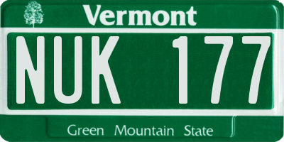 VT license plate NUK177