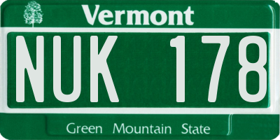 VT license plate NUK178