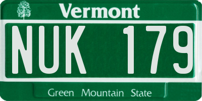 VT license plate NUK179