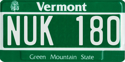 VT license plate NUK180