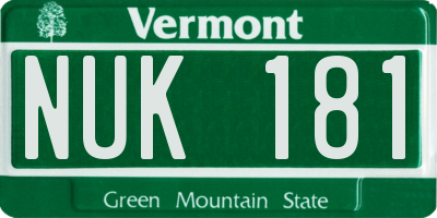 VT license plate NUK181