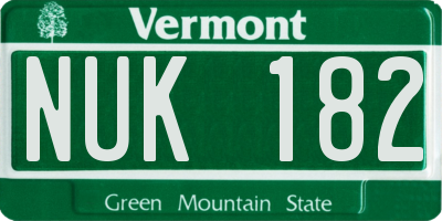 VT license plate NUK182