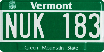 VT license plate NUK183