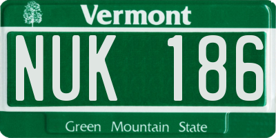 VT license plate NUK186