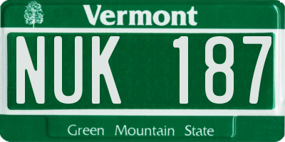 VT license plate NUK187
