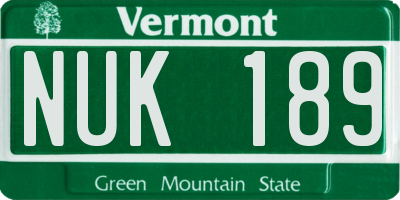 VT license plate NUK189
