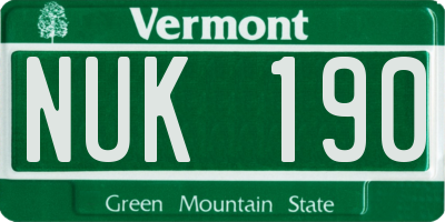 VT license plate NUK190