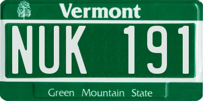VT license plate NUK191