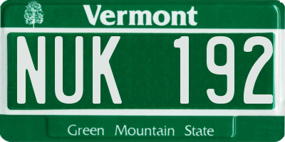 VT license plate NUK192