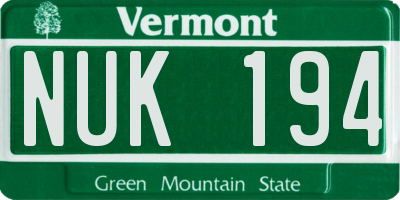 VT license plate NUK194