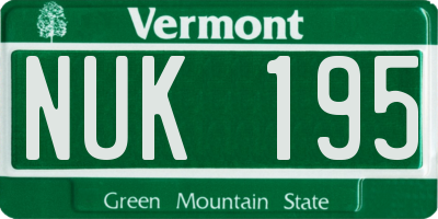 VT license plate NUK195