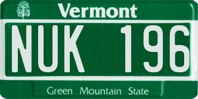VT license plate NUK196