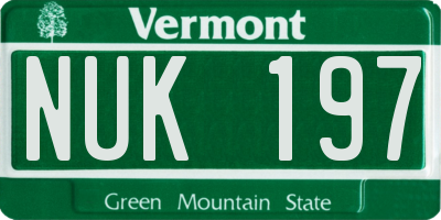 VT license plate NUK197