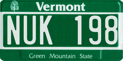 VT license plate NUK198