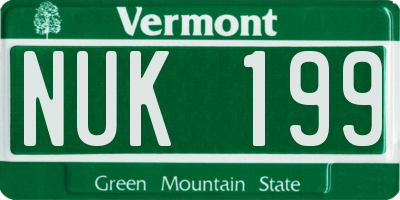VT license plate NUK199
