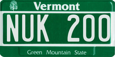 VT license plate NUK200