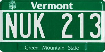 VT license plate NUK213