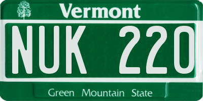 VT license plate NUK220