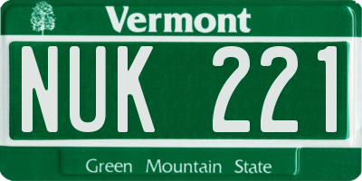 VT license plate NUK221