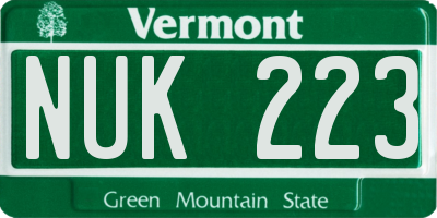 VT license plate NUK223