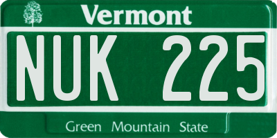 VT license plate NUK225