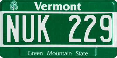 VT license plate NUK229