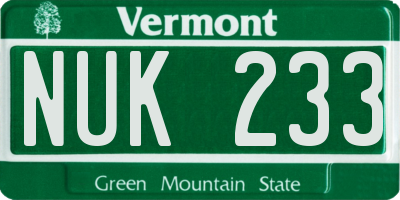 VT license plate NUK233