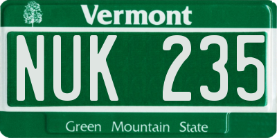 VT license plate NUK235