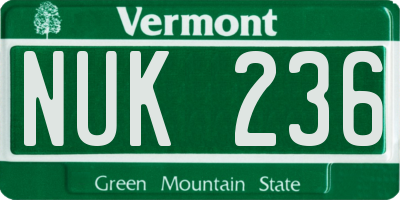 VT license plate NUK236