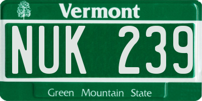 VT license plate NUK239