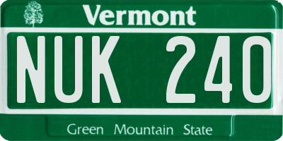 VT license plate NUK240