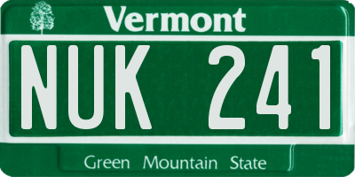 VT license plate NUK241