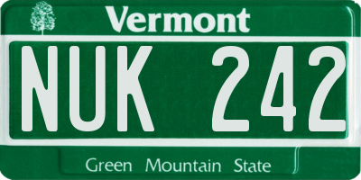 VT license plate NUK242