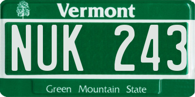 VT license plate NUK243