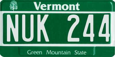 VT license plate NUK244