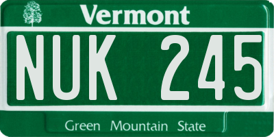 VT license plate NUK245