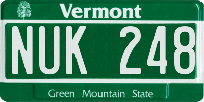 VT license plate NUK248