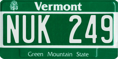 VT license plate NUK249