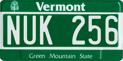 VT license plate NUK256