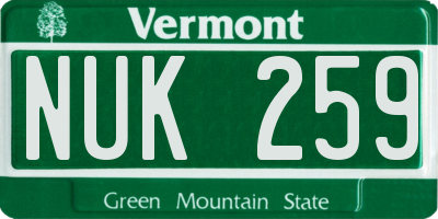 VT license plate NUK259