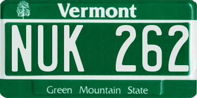 VT license plate NUK262