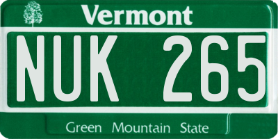 VT license plate NUK265