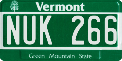 VT license plate NUK266