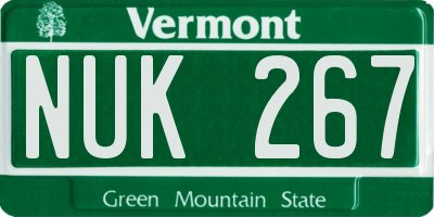 VT license plate NUK267