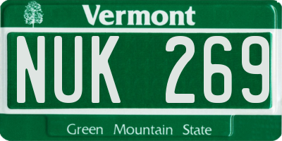 VT license plate NUK269